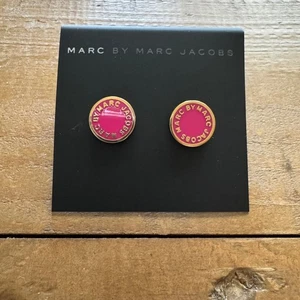 Marc by Marc Jacobs Stud Earrings Pink Gold Tone Designer Jewelry NWOT - Picture 1 of 2