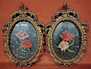 Coppia di bellissimi dipinti antichi firmati raffiguranti rose - Foto 1 di 13