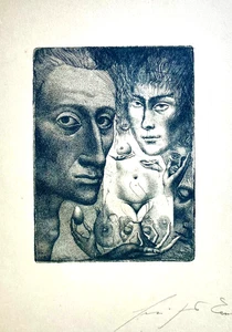 Ernst Fuchs, Selbstportrait, 1949, Radierung, numeriert, handsigniert - Bild 1 von 3