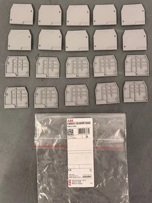 (BAG OF 20) ABB/Entrelec FEM 6 GRIS Terminal Block Ends # 1SNA118368R1600 - Image 1 of 4