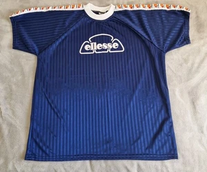 Vintage Ellesse Top Mens Large Blue 90s Retro Sports Jersey Paper Tag 🇬🇧 - Picture 1 of 9