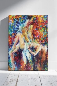 Framed Women Abstract Oil Painting Canvas Sex Wall Art Print Living Room - Picture 1 of 3