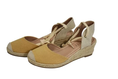 Journee Collection Shoes Womens Size 10 Yellow Espadrille Wedge Sandals Lace Up - Image 1 of 4