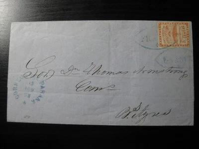 ARGENTINA Sc. #1 scarce used stamp w/ very nice cancel on cover! - image 1 of 3