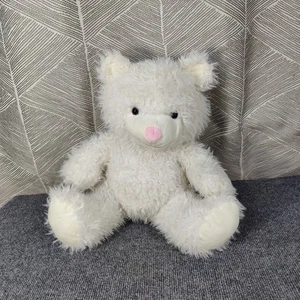 Teddy Bear Plush Pink Nose White Sherpa Fuzzy Super Soft Stuffed Animal Toy 14" - Picture 1 of 13
