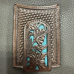 Nocona Western Wallet Classic Mens Money Clip Floral Weave N54265 (B16) - Picture 1 of 5