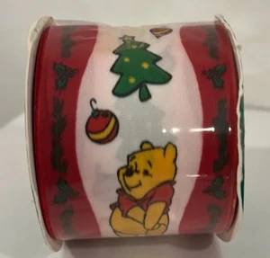 New! BERWICK  Disney Winnie the Pooh Christmas Holiday Ribbon 2 1/4 in x 3 yard - Picture 1 of 3