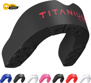 Titanium Mouth Guard Sports Premium Slim Fit with Case Gum Shield Jaw Protection - Picture 1 of 14
