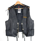 Black Leather Vintage Vest Waistcoat Biker Sz  2Xl  (T555)