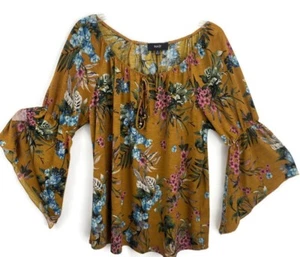 Naif Tropical Floral Shirt Damen XL Bauernbluse Winkelschlitz 3/4 Ärmel - Bild 1 von 9