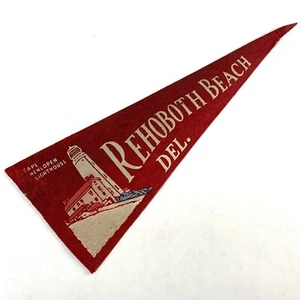 Rehoboth Beach Delaware DE Souvenir Pennant Flag Cape Henlopen Lighthouse Red - Picture 1 of 5