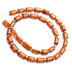 Natural Gem Orange Kyanite 6 to 7 mm Faceted Baguette Shape Nuggets 12" Strand - Picture 1 of 5