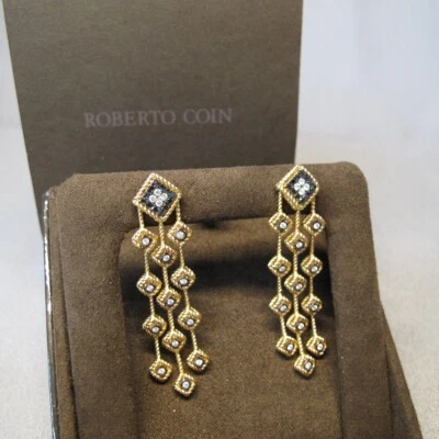 Pendientes araña Roberto Coin Palazzo Ducale oro rosa de 18 quilates y diamantes J123 Foto 1 de 4