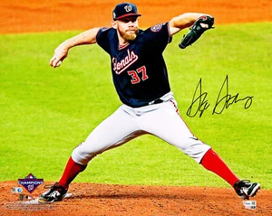 STEPHEN STRASBURG AUTOGRAPHED 16X20 PHOTO NATIONALS FANATICS & MLB HOLO 233358 - Picture 1 of 4