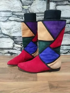 Botas Vero Cuoio Color Block Gamuza Mujer Talla 8.5 Cuero Italiano Elegante - Imagen 1 de 9
