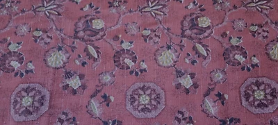 VINTAGE 1930s-1940'S  Brown Flower   FABRIC  craft  ~ 100% Cotton - Image 1 of 4