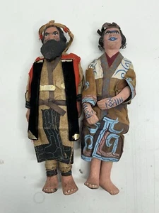 VTG JAPANESE AINU HOKKAIDO WARRIOR EMPERO & WIFE DOLLS WOOD CLOTH And CLAY RARE - Picture 1 of 10