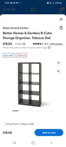 Storage Organizer Bookcase 8 Cube Home Office Display Bookshelf Shelves Rustic - Picture 1 of 1