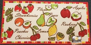 EXTRA LONG PRINTED NYLON RUG RUNNER (nonskid)(20" x 40") FRUITS & BERRIES, KE - Picture 1 of 10