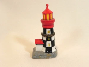Miniature Lighthouse Porcelain Hinged Trinket Box, Midwest of Cannon Falls - Picture 1 of 8