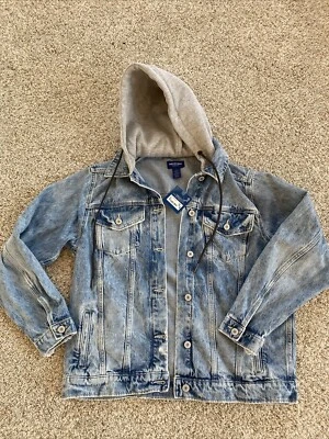 Chaqueta de mezclilla para mujer Arizona Jean Co pequeña envejecida con capucha nueva con etiquetas Foto 1 de 3