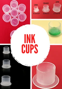 Ink Tattoo Cups Flat Base Pigment microblading pots holder caps makeup 100pcs UK - Picture 1 of 6