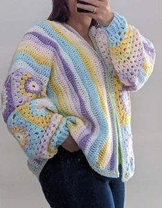 Sun and Waves crochet cardigan pattern - made to measure, any hook & yarn - Picture 1 of 6
