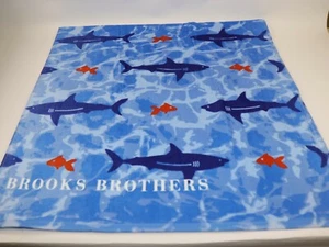 NEW BROOKS BROTHERS Beach Towel 32x64 Blue SHARK French Terry Cloth $69 - Picture 1 of 3