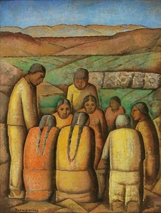 Alfredo Ramos Martinez Mexican Art Poster or Canvas Print " El Pequeno Mercado" - Picture 1 of 1