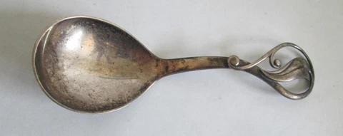 Cohr Denmark Sterling Silver Serving Spoon  Art Deco Cover