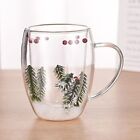 Floral Double Wall Glass Cup Heat Resistant Espresso Milk Mug  Creative Gift