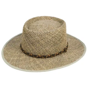 Cappello Uomo 100% Paglia Erba Marina Estivo Panama Fedora Trilby Sole - Foto 1 di 3
