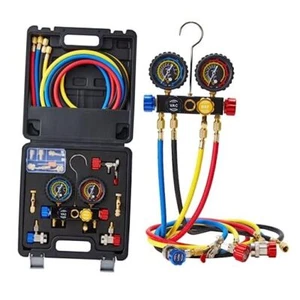 AC Gauges, HVAC Manifold Gauge Set for R134 R22 R12 R502, with Hoses Couplers - Picture 1 of 7