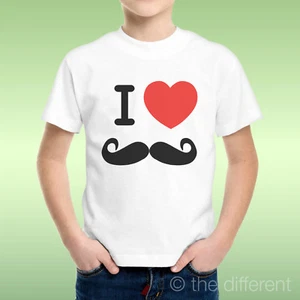 T-Shirt Kids Boys I Love Mustache Gift Idea - Picture 1 of 1