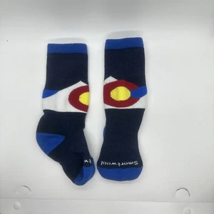 Smartwool Kids Colorado Striped Hike/ Snowboard, Wool Crew Socks Size S 3/5.5 - Picture 1 of 5