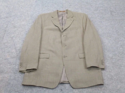 Blazer Michael Kors Para Hombres 42 L Marrón Pata de Gallo Abrigo Seda Mezcla Lana Chaqueta Foto 1 de 4