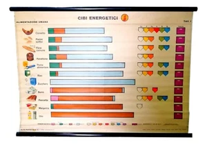 paravia carta tavola didattica cibi energetici anni 40 vintage rara tavola I - Bild 1 von 4