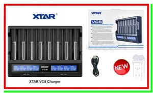 caricabatterie litio XTAR VC8 LCD USB x Li-ion Lithium 18650 Ni-MH AA AAA Ni-CD - Bild 1 von 7