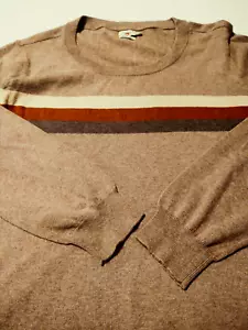 FAHERTY Men's Crew Neck Cotton/CASHMERE XL Brown Striped L/S Sweater - Picture 1 of 6