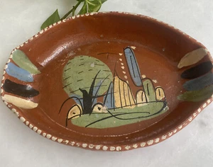 Set of 2 Vintage Tlaquepaque Mexican Art Pottery Hand Painted Oval Serving Bowls - Picture 1 of 8