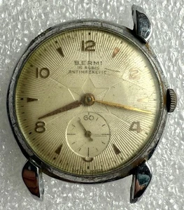 VINTAGE MENS BERMI 15J ETA 1197 "TURTLE LUG" WRISTWATCH FOR RESTORATION OR PARTS - Picture 1 of 6