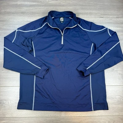 Footjoy FJ 1/4 Zip Pullover Sweater Men s Large Navy Blue Nylon Stretch Golf - Image 1 of 4