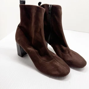 Donald Pliner Brown Suede Block Heel Ankle Boots Zip Size 7M Women’s New No Box - Picture 1 of 11