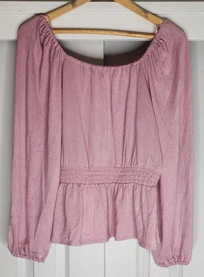 Blusa Pulôver Lauren Conrad LC Tamanho Grande Rosa Prata Listrada Elástica... - Imagem 1 de 4