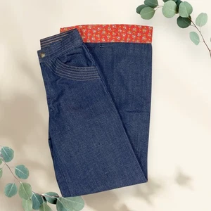 Vintage Sears Toughskins Girls 8 Slim Denim Bell Bottom Jeans Growing Girl 1970s - Picture 1 of 14