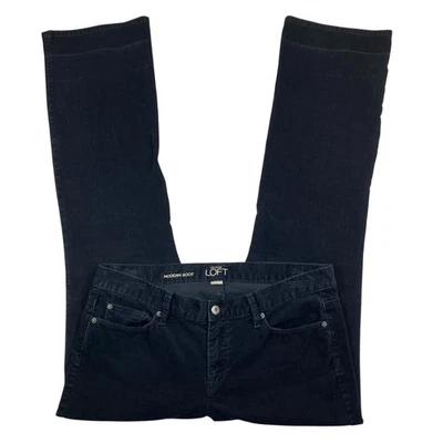 Calça Ann Taylor Loft Veludo Tamanho 12 Feminina Preta Moderna Boot Cut Cintura Média - Imagem 1 de 4
