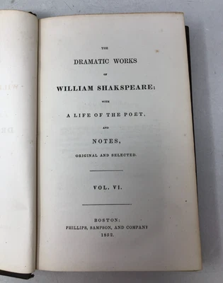 Shakespeare's Dramatic Works, Vol VI, 1852, E-122 - Imagem 1 de 4