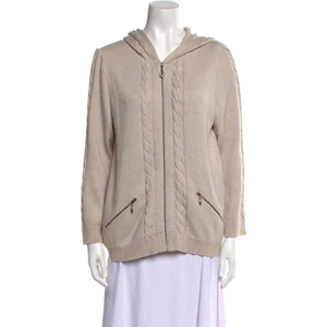 St. John Sport tan cashmere blend cardigan womens L - Picture 1 of 11