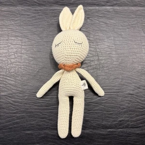 Mali Wear Sleepy Bunny Doll Cotton Crochet with Rattle & Crinkle Ears - Picture 1 of 9