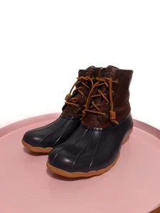 Bota Sperry Pato Agua Salada Cuero Marrón y Azul Marino - Imagen 1 de 12
